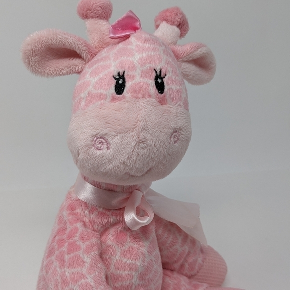 First & Main Baby Giraffe Pink Jingles 9" Waffle Rattle Plush Toy - Picture 7 of 7
